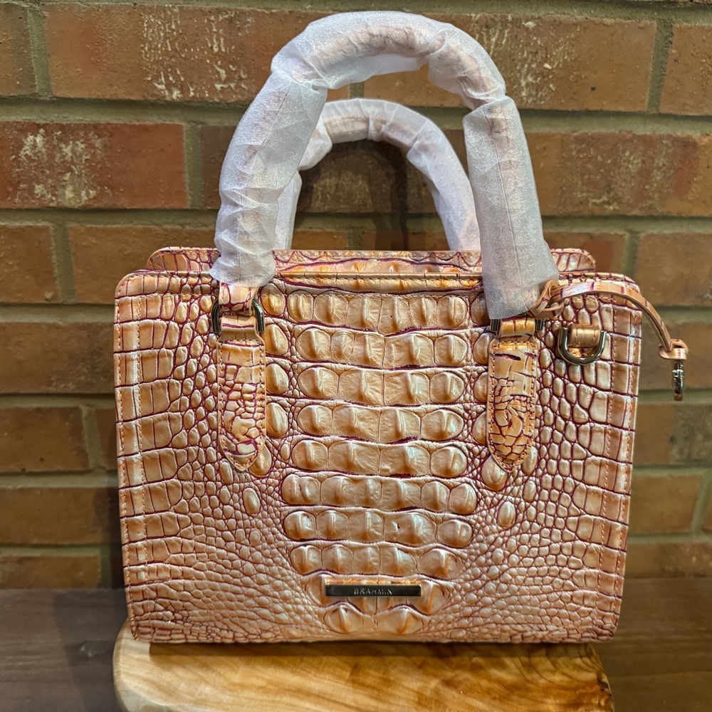 Brahmin Cami Satchel in Apricot Rose.  NWT